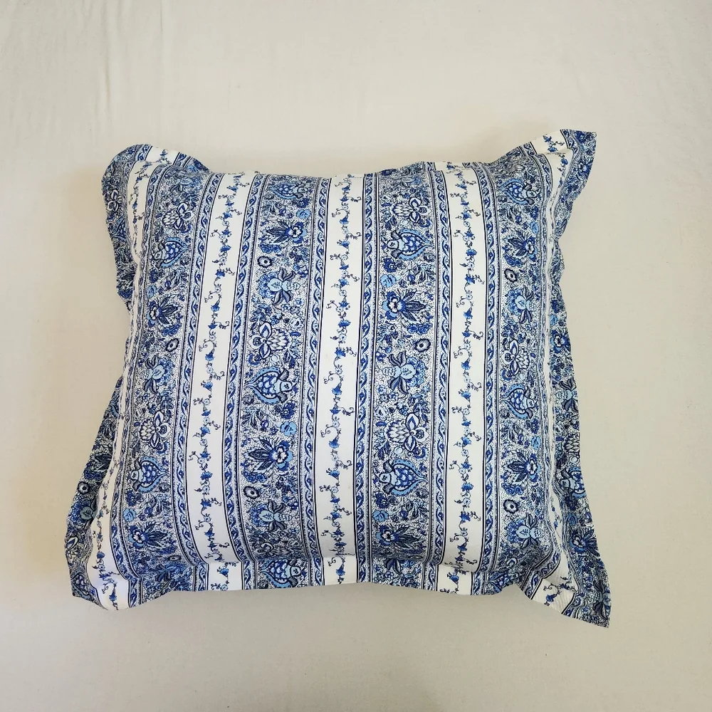 STOF France Provence Pillow Marine Floral Florals blue white cotton